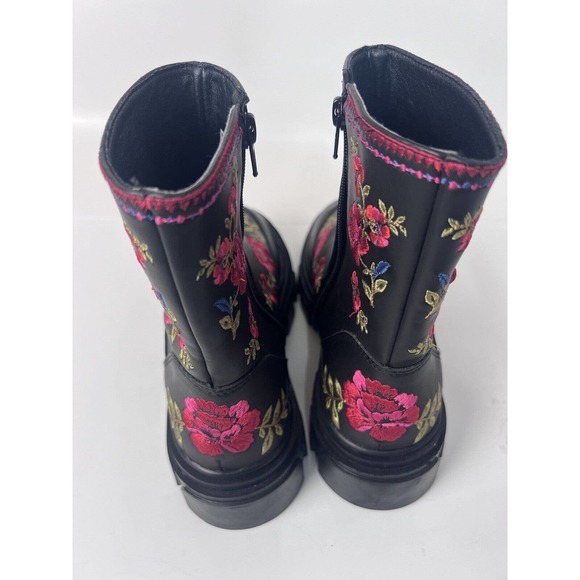 New Farm Rio Anthropologie Boho Black Floral Moto Boots ~Size 7, EU 38 - Picture 9 of 12